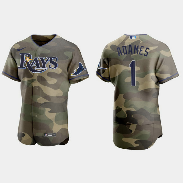 Tampa Bay Rays #1 Willy Adames Men's Nike 2021 Armed Forces Day Authentic MLB Jersey -Camo