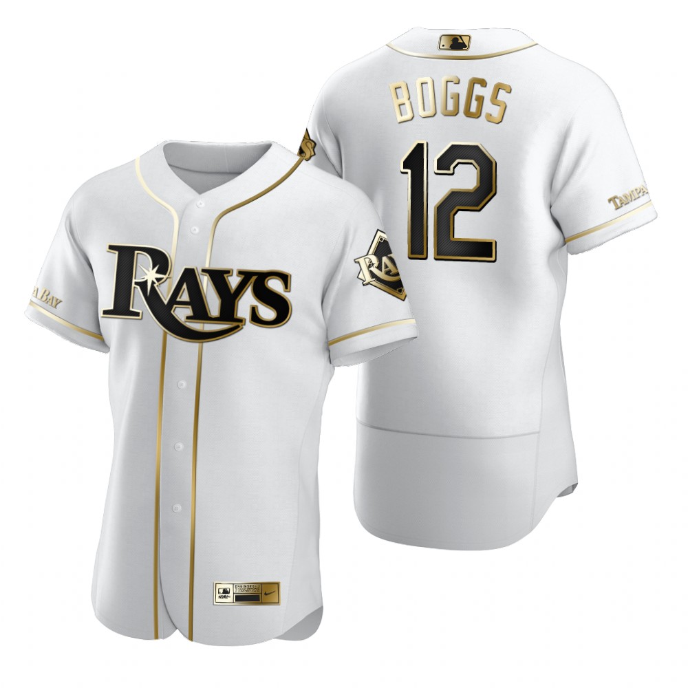Tampa Bay Rays #12 Wade Boggs White Nike Men's Authentic Golden Edition MLB Jersey