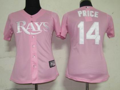 Tampa Bay Rays #14 David Price women jerseys pink