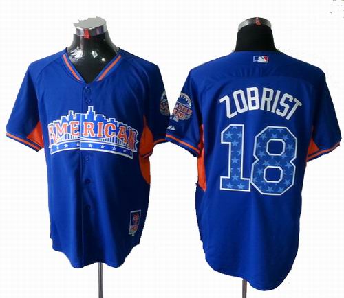 Tampa Bay Rays #18 Ben Zobrist American League 2013 All Star blue Jersey