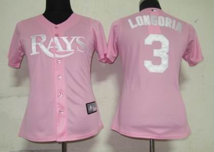 Tampa Bay Rays #3 Evan Longoria women jerseys pink