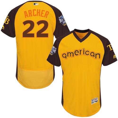 Tampa Bay Rays 22 Chris Archer Gold Flexbase Authentic Collection 2016 All-Star American League Baseball Jersey