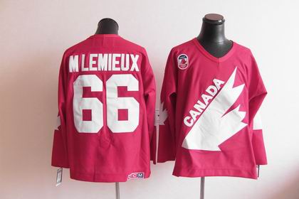 Team Canada 1991 Olympic #66 Mario Mlemieux red CCM jersey