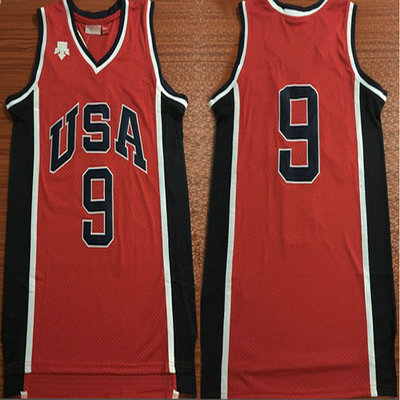 Team USA #9 Michael Jordan Red 1984 Summer Olympics Stitched Basketball Jersey