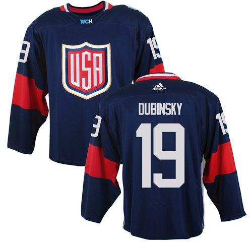 Team USA 19 Brandon Dubinsky Navy Blue 2016 World Cup NHL Jersey