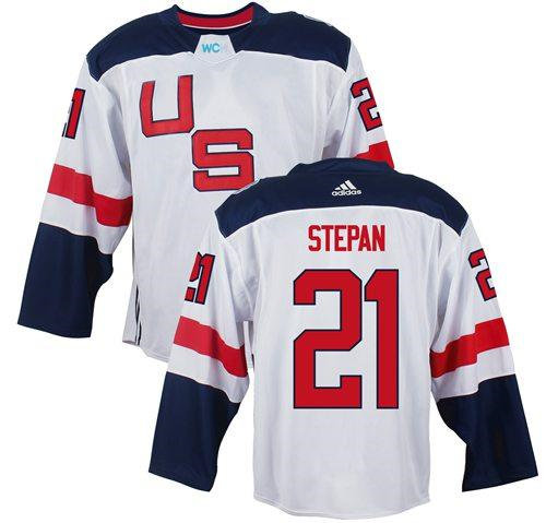 Team USA 21 Derek Stepan White 2016 World Cup NHL Jersey