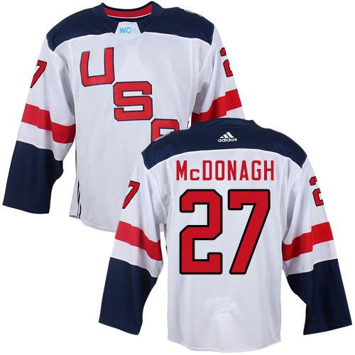 Team USA 27 Ryan McDonagh White 2016 World Cup NHL Jersey