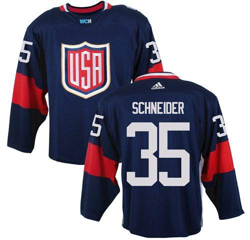 Team USA 35 Cory Schneider Navy Blue 2016 World Cup NHL Jersey