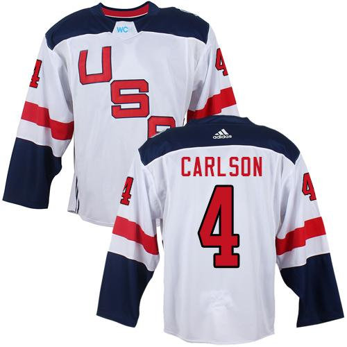 Team USA 4 John Carlson White 2016 World Cup NHL Jersey