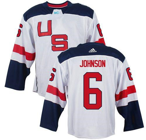Team USA 6 Erik Johnson White 2016 World Cup NHL Jersey
