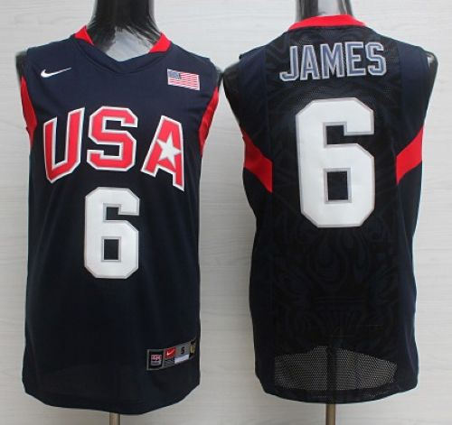 Team USA 6 LeBron James Dark Blue NBA Jersey
