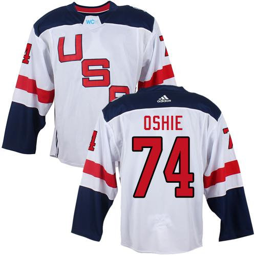 Team USA 74 T. J. Oshie White 2016 World Cup NHL Jersey