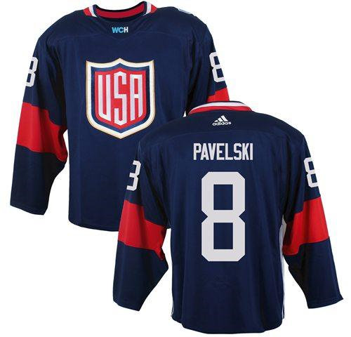 Team USA 8 Joe Pavelski Navy Blue 2016 World Cup NHL Jersey