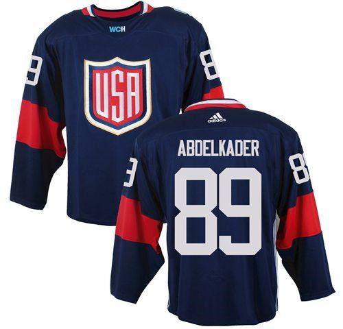 Team USA 89 Justin Abdelkader Navy Blue 2016 World Cup NHL Jersey