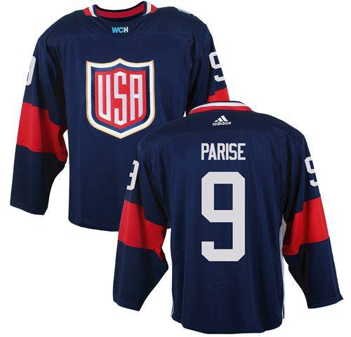 Team USA 9 Zach Parise Navy Blue 2016 World Cup NHL Jersey