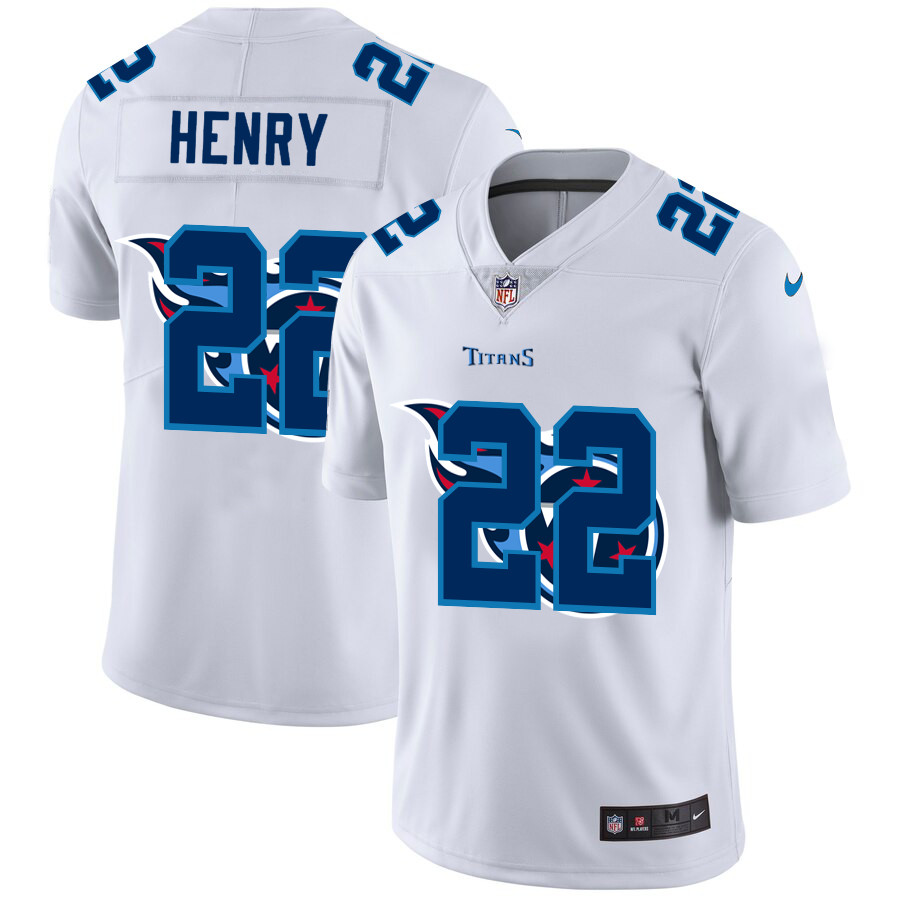 Tennessee Titans #22 Derrick Henry White Men's Nike Team Logo Dual Overlap Limited NFL Jersey