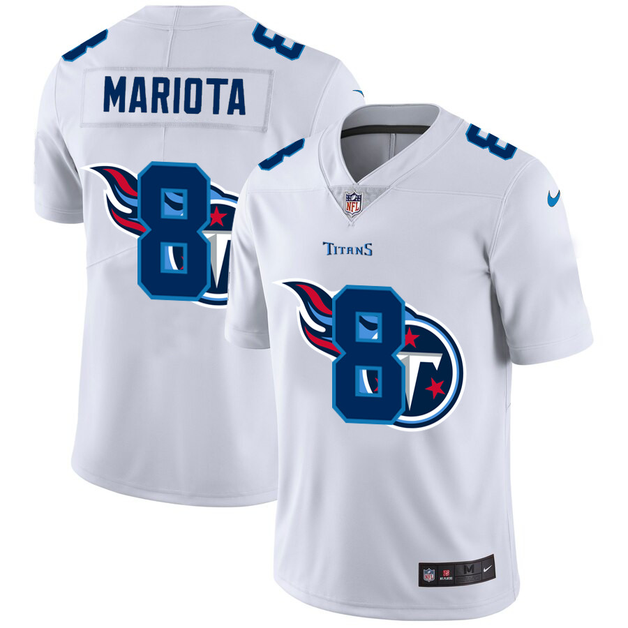 Tennessee Titans #8 Marcus Mariota White Men's Nike Team Logo Dual Overlap Limited NFL Jersey
