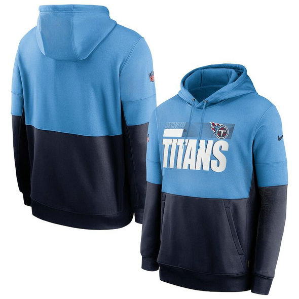 Tennessee Titans Nike Sideline Impact Lockup Performance Pullover Hoodie Light Blue Navy