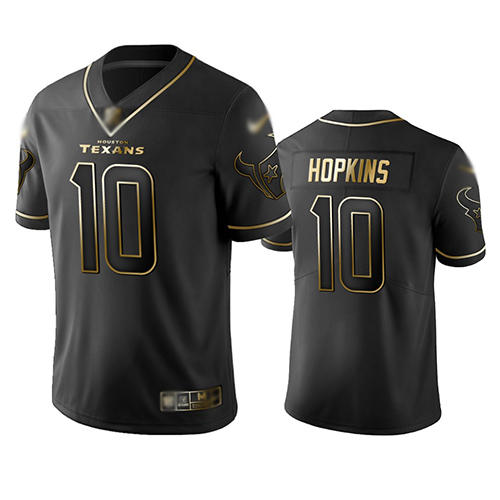Texans #10 DeAndre Hopkins Black Men's Stitched Football Limited Golden Edition Jersey