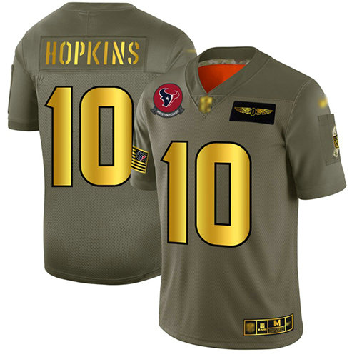 Texans #10 DeAndre Hopkins Camo Gold Men's Stitched Football Limited 2019 Salute To Service Jersey