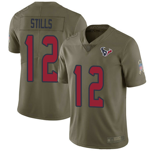 Texans #12 Kenny Stills Olive Men's Stitched Football Limited 2017 Salute To Service Jersey