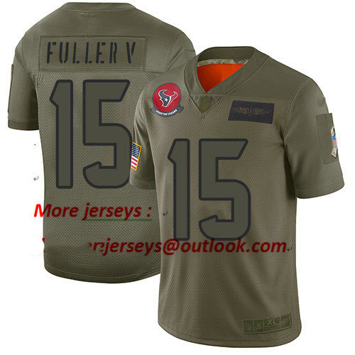 Texans #15 Will Fuller V Camo Youth Stitched Football Limited 2019 Salute to Service Jersey