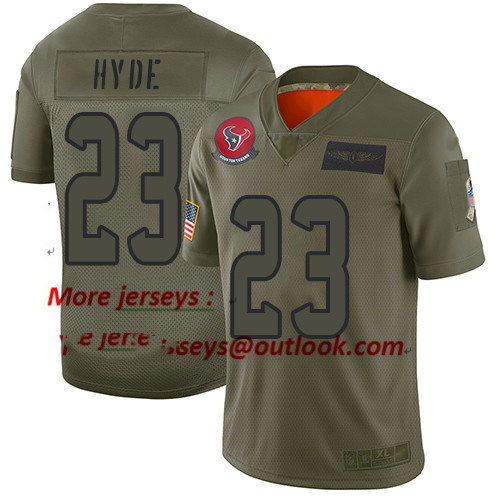 Texans #23 Carlos Hyde Camo Youth Stitched Football Limited 2019 Salute to Service Jersey