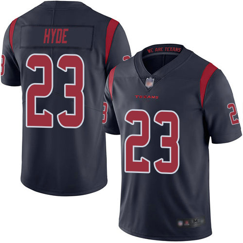 Texans #23 Carlos Hyde Navy Blue Men's Stitched Football Limited Rush Jersey