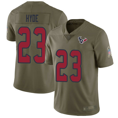 Texans #23 Carlos Hyde Olive Men's Stitched Football Limited 2017 Salute To Service Jersey