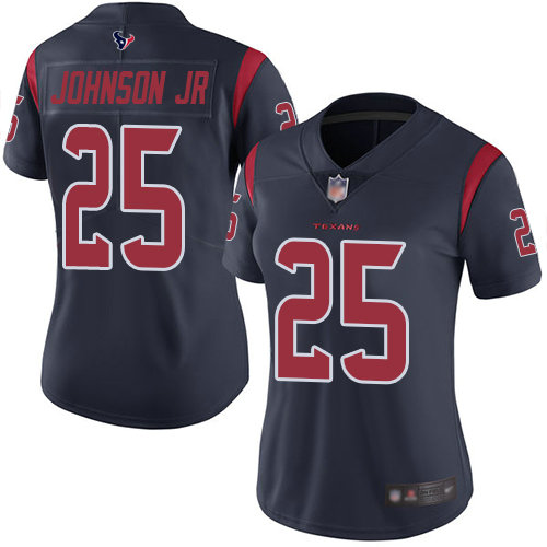 Texans #25 Duke Johnson Jr Navy Blue Women's Stitched Football Limited Rush Jersey