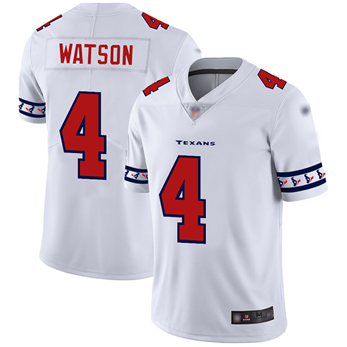 Texans #4 Deshaun Watson White Men's Stitched Football Limited Team Logo Fashion Jersey
