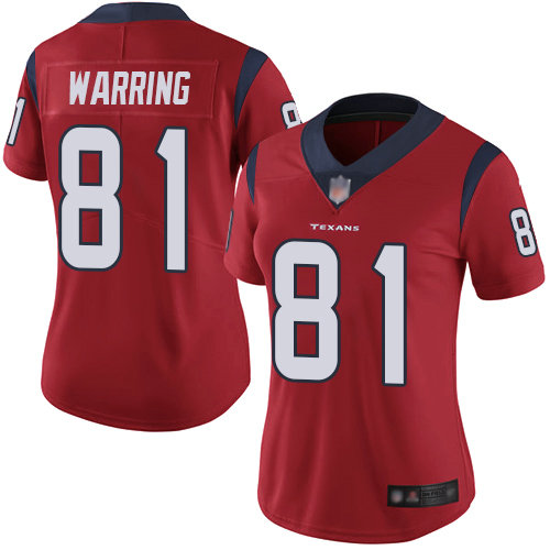 Texans #81 Kahale Warring Red Alternate Women's Stitched Football Vapor Untouchable Limited Jersey