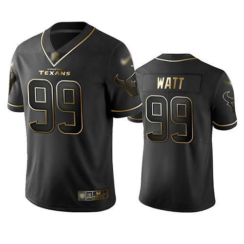 Texans #99 J.J. Watt Black Men's Stitched Football Limited Golden Edition Jersey