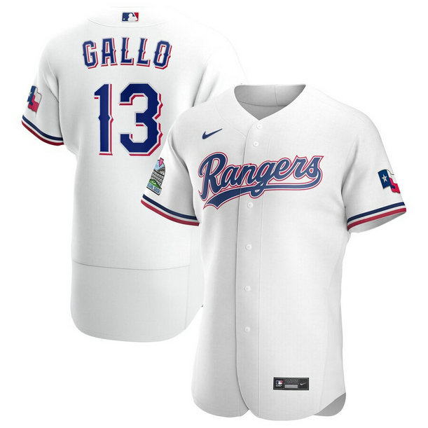 Texas Rangers #13 Joey Gallo Men's Nike White Home 2020 Authentic Player MLB Jersey