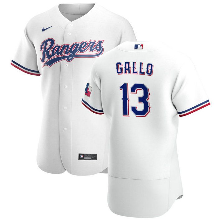 Texas Rangers #13 Joey Gallo Men's Nike White Home 2020 Authentic Player MLB Jersey