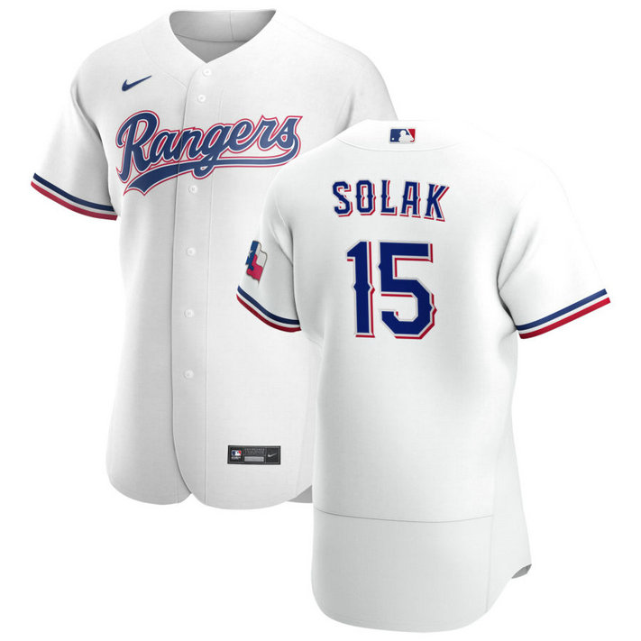 Texas Rangers #15 Nick Solak Men's Nike White Home 2020 Authentic Player MLB Jersey