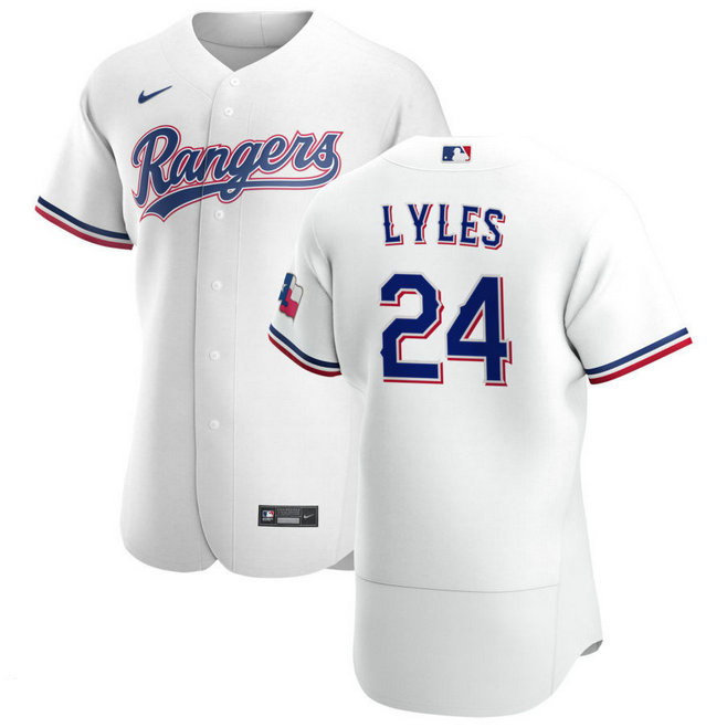 Texas Rangers #24 Jordan Lyles Men's Nike White Home 2020 Authentic Player MLB Jersey