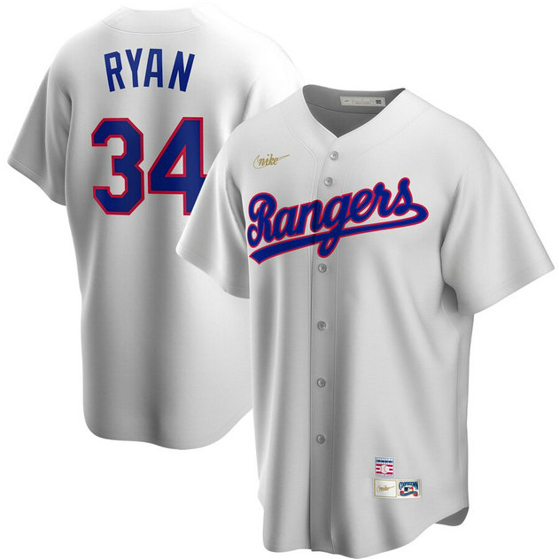 Texas Rangers #34 Nolan Ryan Nike Home Cooperstown Collection Player MLB Jersey White