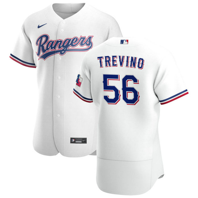 Texas Rangers #56 Jose Trevino Men's Nike White Home 2020 Authentic Player MLB Jersey