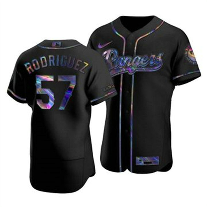 Texas Rangers #57 Joely Rodriguez Men's Nike Iridescent Holographic Collection MLB Jersey - Black