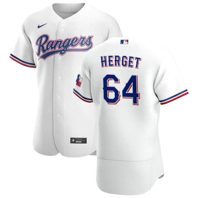 Texas Rangers #64 Jimmy Herget Men's Nike White Home 2020 Authentic Player MLB Jersey