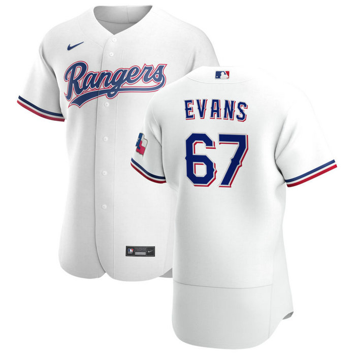 Texas Rangers #67 Demarcus Evans Men's Nike White Home 2020 Authentic Player MLB Jersey