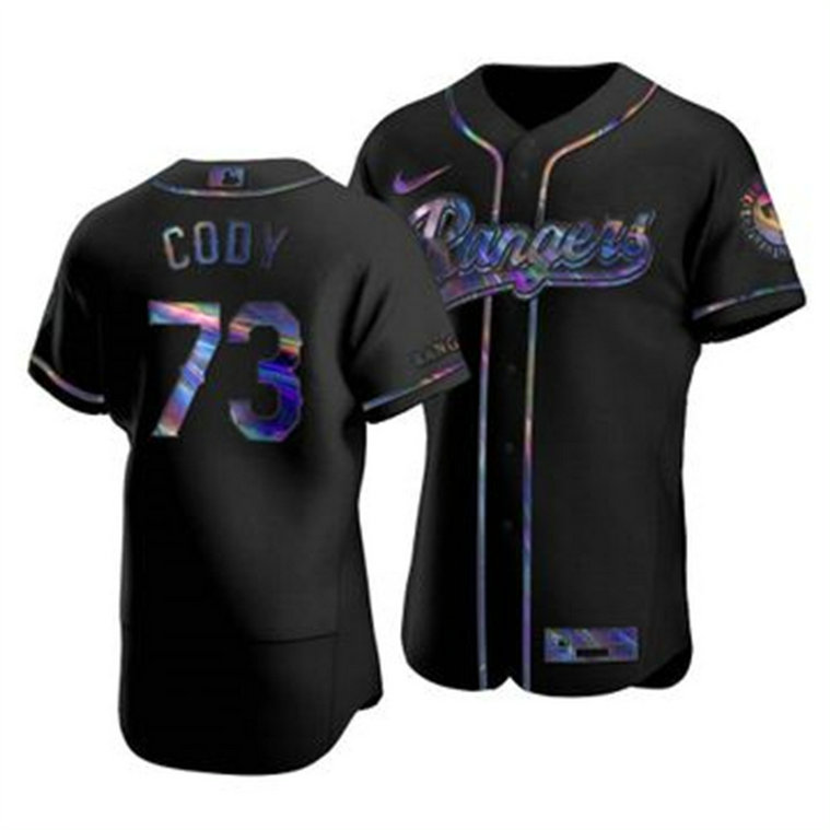 Texas Rangers #73 Kyle Cody Men's Nike Iridescent Holographic Collection MLB Jersey - Black