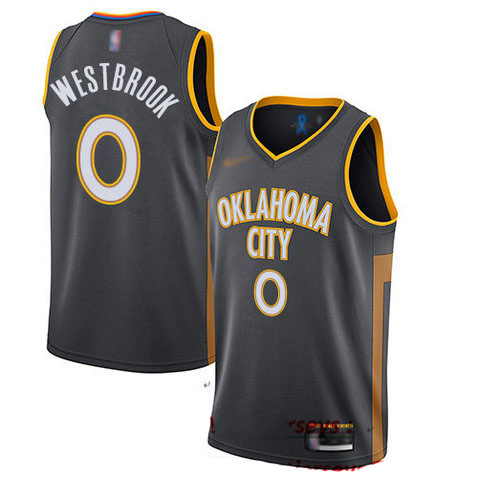 Thunder #0 Russell Westbrook Charcoal Basketball Swingman City Edition 2019 20 Jersey
