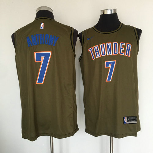 Thunder #7 Carmelo Anthony Olive Nike Swingman Jersey