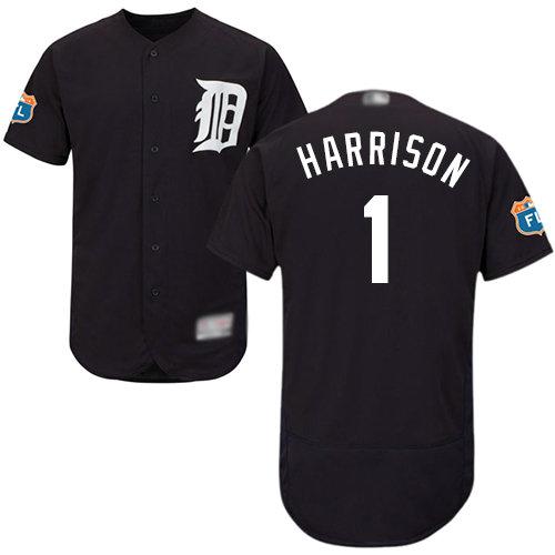 Tigers #1 Josh Harrison Navy Blue Flexbase Authentic Collection Stitched Baseball Jersey