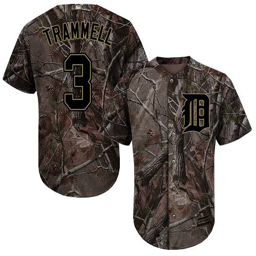 Tigers #3 Alan Trammell Camo Realtree Collection Cool Base Stitched Baseball Jersey