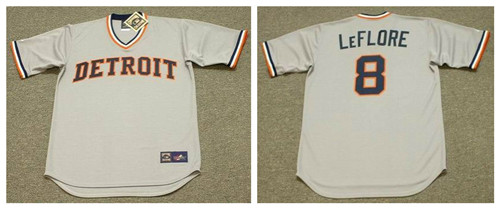 Tigers 8 Ron Leflore Gray 1976'S Throwback Cool Base Jersey