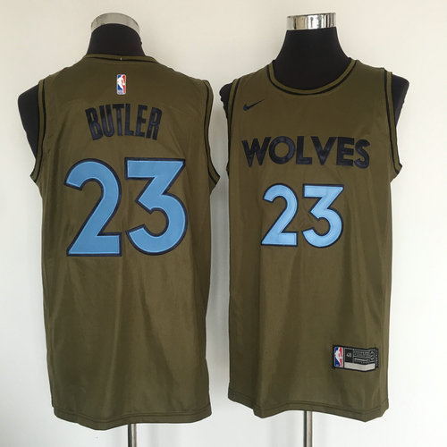 Timberwolves #23 Jimmy Butler Olive Nike Swingman Jersey