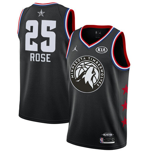 Timberwolves #25 Derrick Rose Black Women's Basketball Jordan Swingman 2019 All-Star Game Jersey